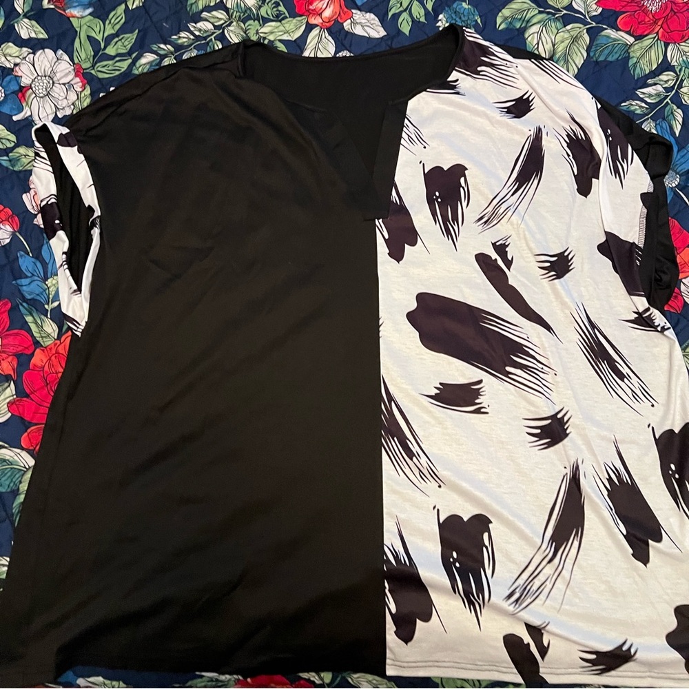 Split Color B/W Shirt, Plus Size